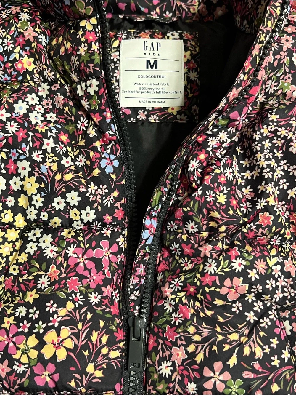 GAP Kids Multi Color Floral Puffer Vest Medium 8-9